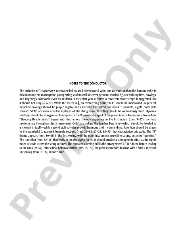 Sleeping Beauty Waltz – String Orchestra Conductor Score & Parts (Digital Download)