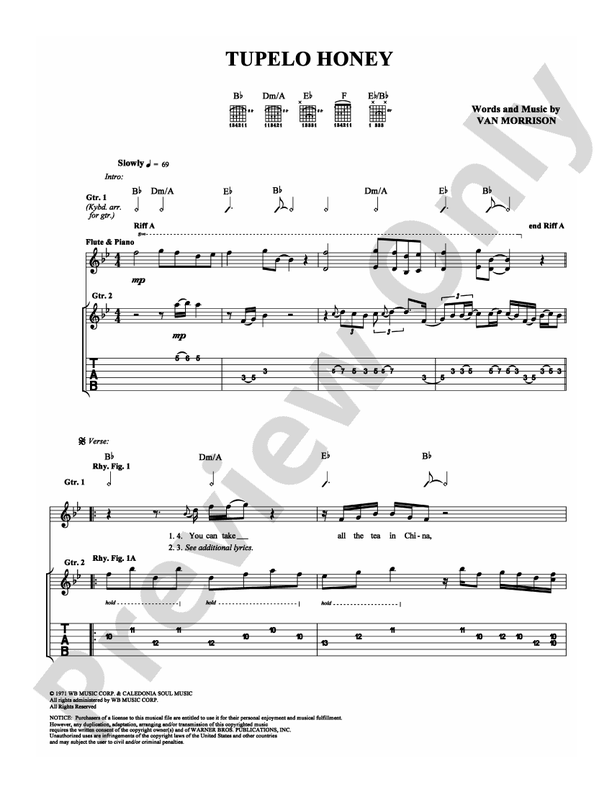 Tupelo Honey - Guitar TAB (Digital Download)