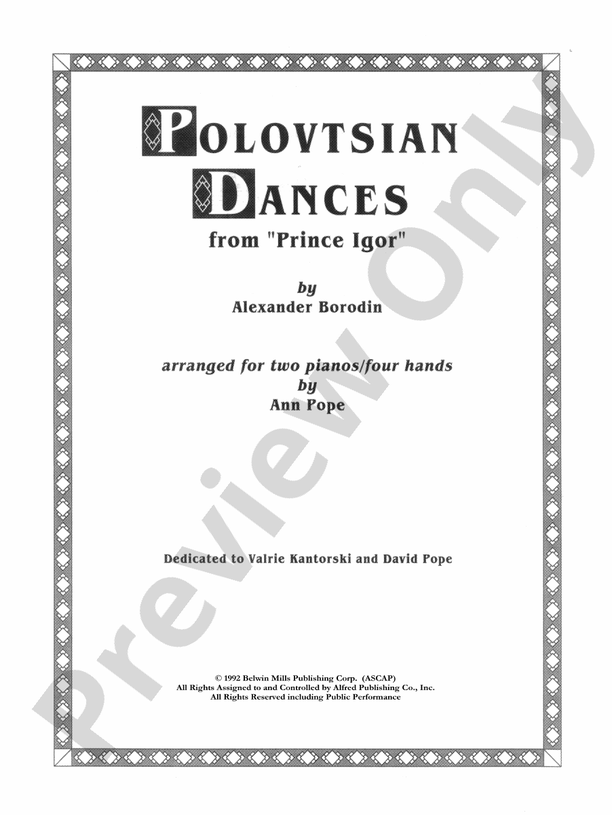Polovetsian Dances - from Prince Igor - 2 Pianos, 4 Hands (Digital Download)