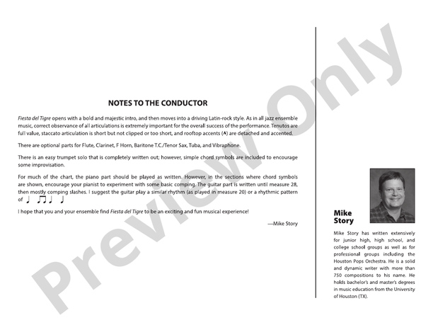 Fiesta del Tigre – Jazz Ensemble Conductor Score & Parts (Digital Download)