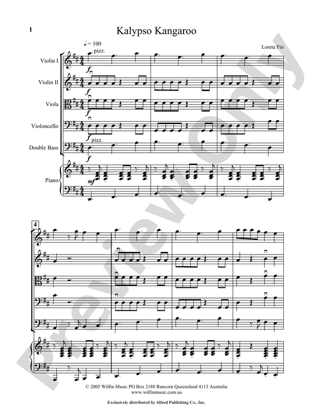 Kalypso Kangaroo - Loreta Fin – String Orchestra Conductor Score & Parts (Digital Download)