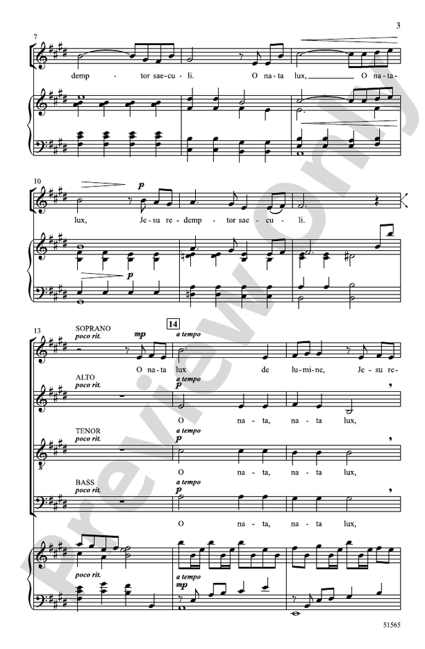 O Nata Lux - SATB Choral Octavo (Digital Download)