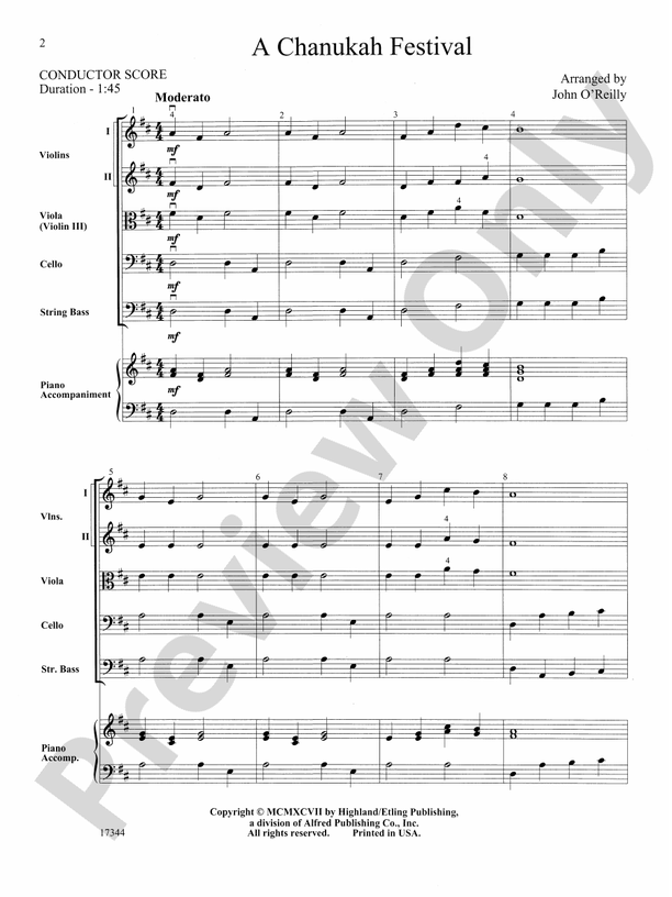 A Chanukah Festival – String Orchestra Conductor Score & Parts (Digital Download)