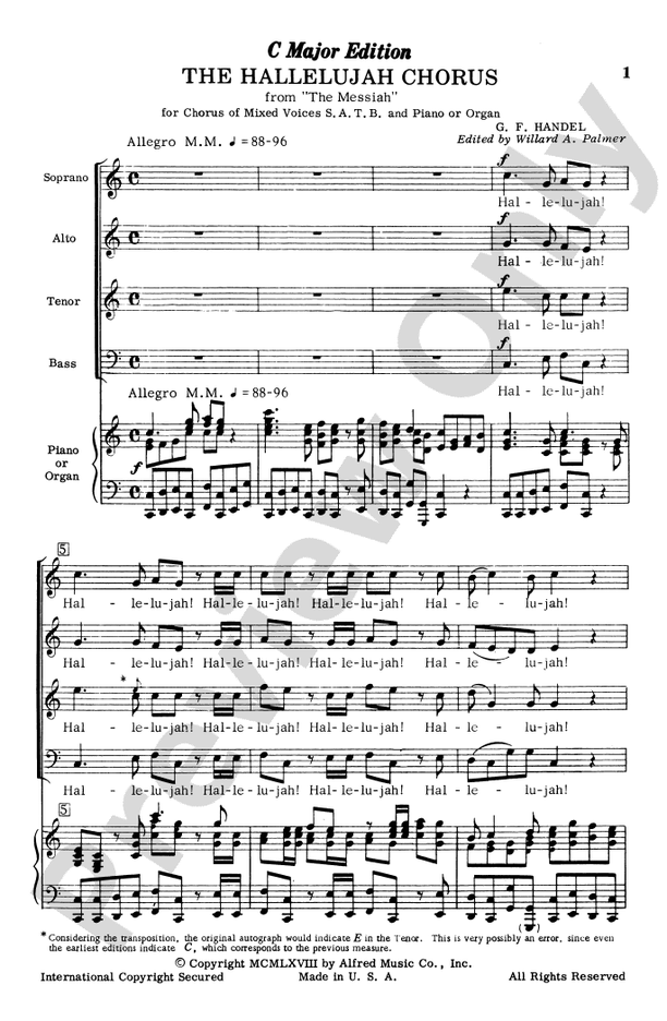Hallelujah Chorus in C Major – SATB Choral Octavo (Digital Download)