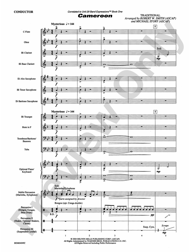 Cameroon - Concert Band Conductor Score & Parts (Digital Download)