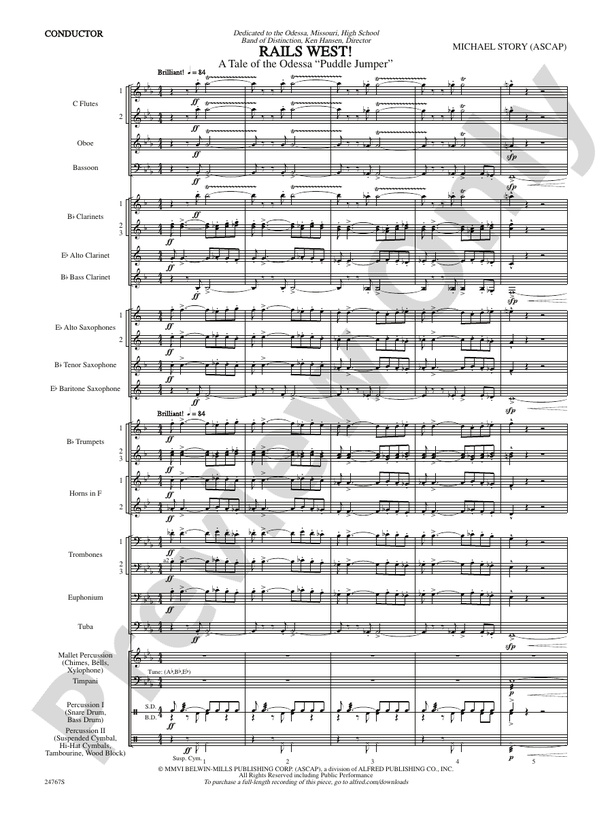 Rails West! (A Tale of the Odessa Puddle Jumper) - Concert Band Conductor Score & Parts (Digital Download)