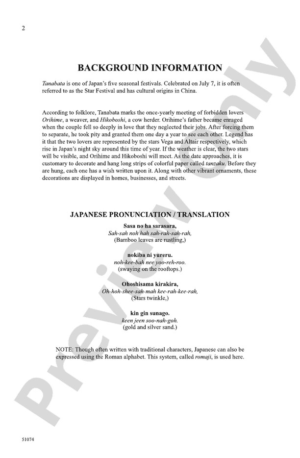 Tanabata - 2 Part Treble Choral Octavo (Digital Download)