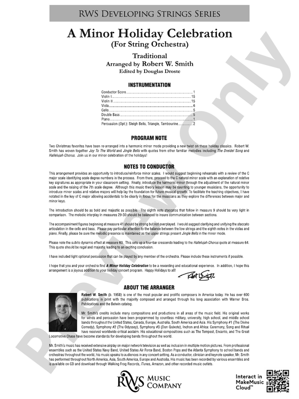 A Minor Holiday Celebration - For String Orchestra - String Orchestra Conductor Score & Parts (Digital Download)