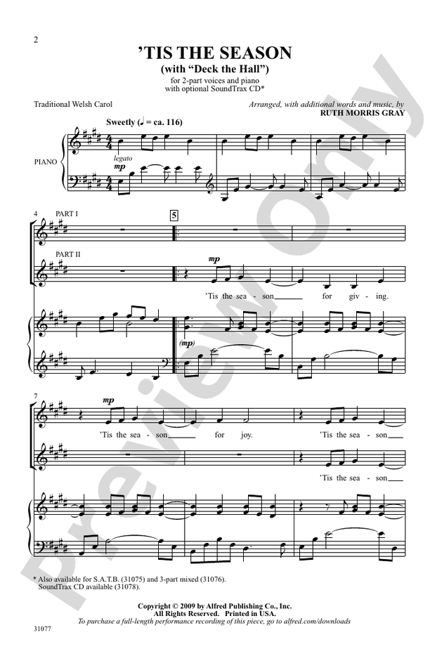 Tis the Season - Arr.Ruth Morris Gray - 2-Part Choral Octavo (Digital Download)