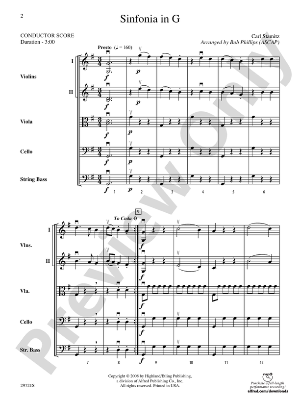 Sinfonia in G (Grade 2.5) – Highland/Etling String Orchestra Conductor Score & Parts (Digital Download)