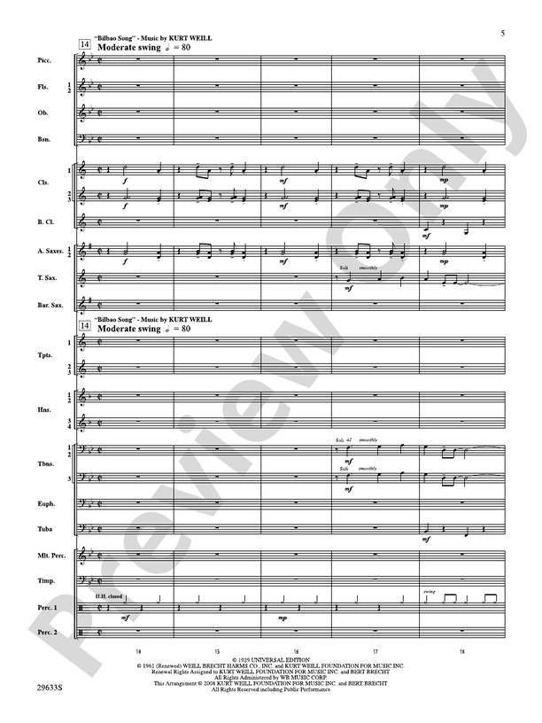 A Tribute to Kurt Weill - Concert Band Conductor Score & Parts (Digital Download)