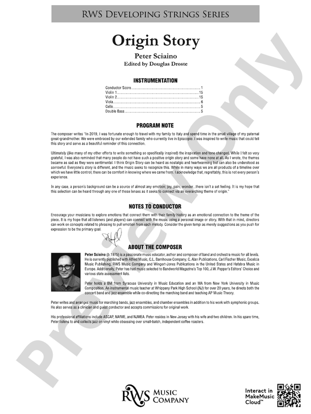 Origin Story - String Orchestra Conductor Score & Parts (Digital Download)