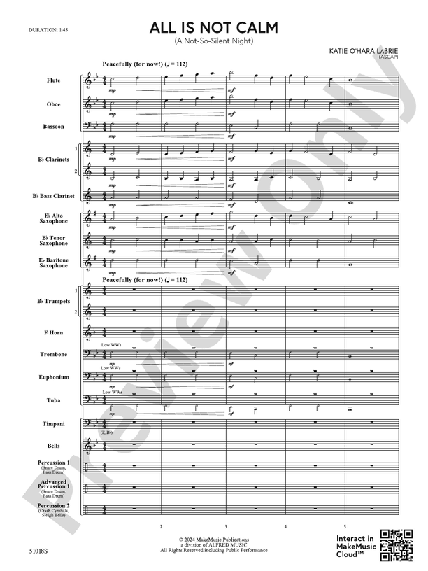 All is NOT Calm – Concert Band Conductor Score & Parts (Digital Download)