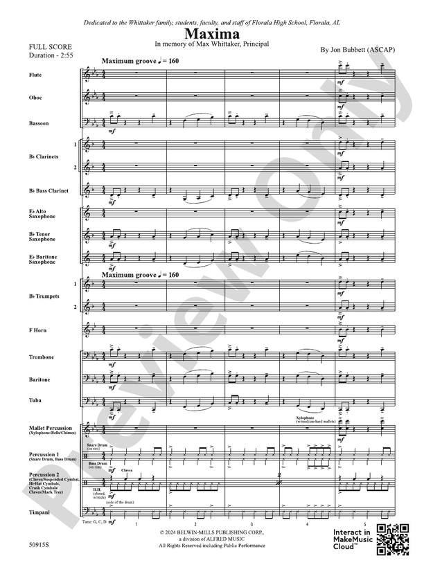 Maxima – Concert Band Conductor Score & Parts (Digital Download)
