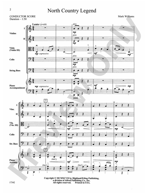 North Country Legend – String Orchestra Conductor Score & Parts (Digital Download)