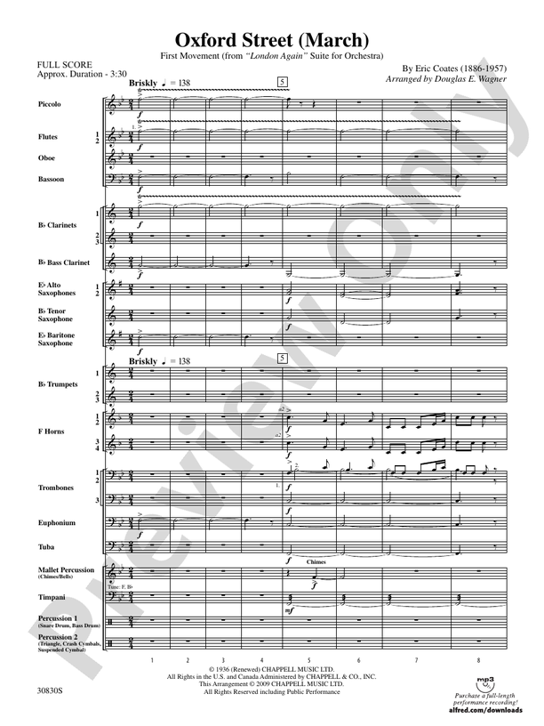Oxford Street (March) - Concert Band Conductor Score & Parts (Digital Download)