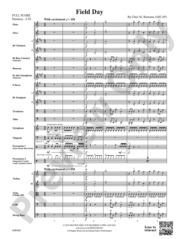 Field Day – Full Orchestra Conductor Score & Parts (Digital Download)