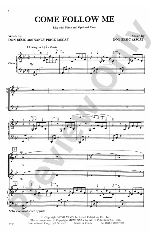 Come Follow Me – SSA Choral Octavo (Digital Download)