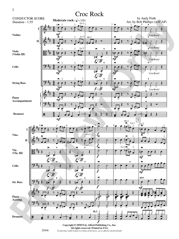 Croc Rock – String Orchestra Conductor Score & Parts (Digital Download)