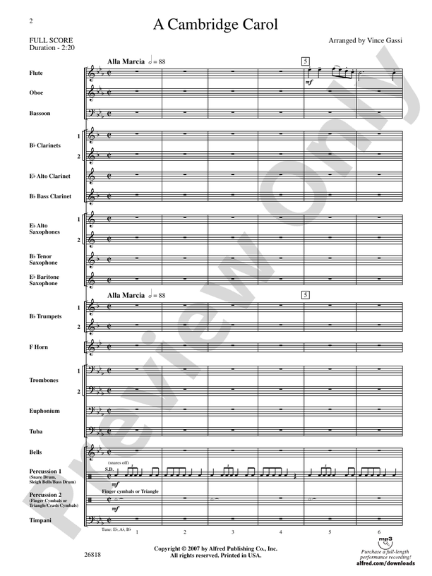 A Cambridge Carol - Concert Band Conductor Score & Parts (Digital Download)