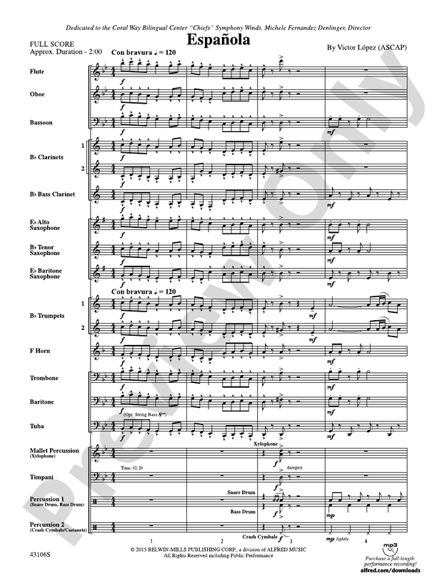 Espanola - Concert Band Conductor Score & Parts (Digital Download)