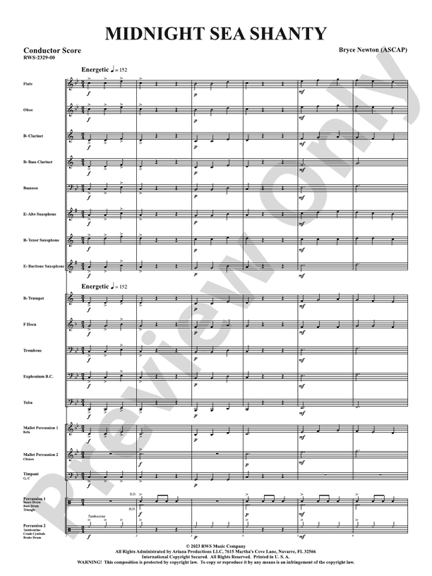 Midnight Sea Shanty - Concert Band Conductor Score & Parts (Digital Download)