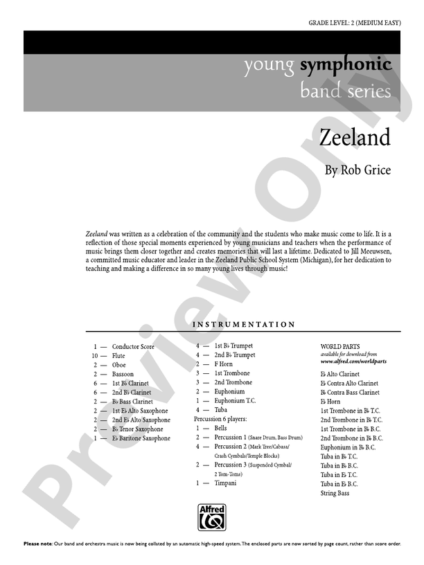 Zeeland - Concert Band Conductor Score & Parts (Digital Download)