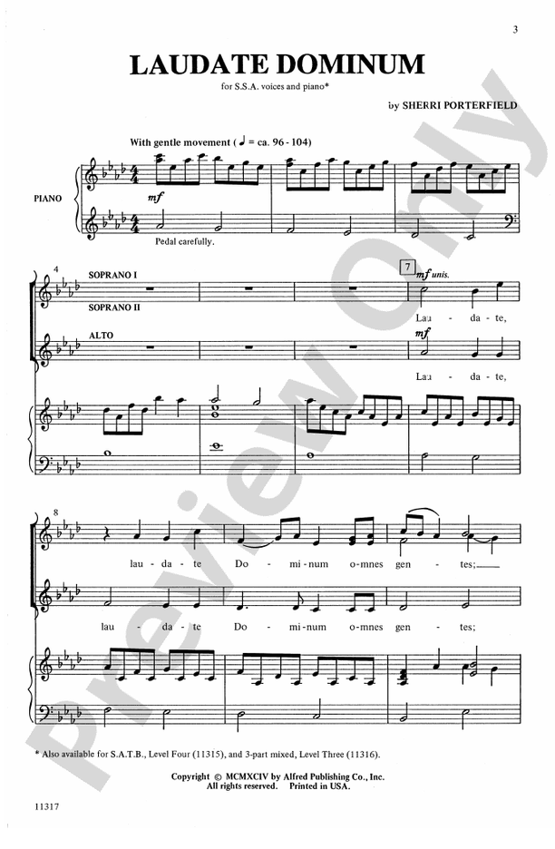 Laudate Dominum – SSA Choral Octavo (Digital Download)