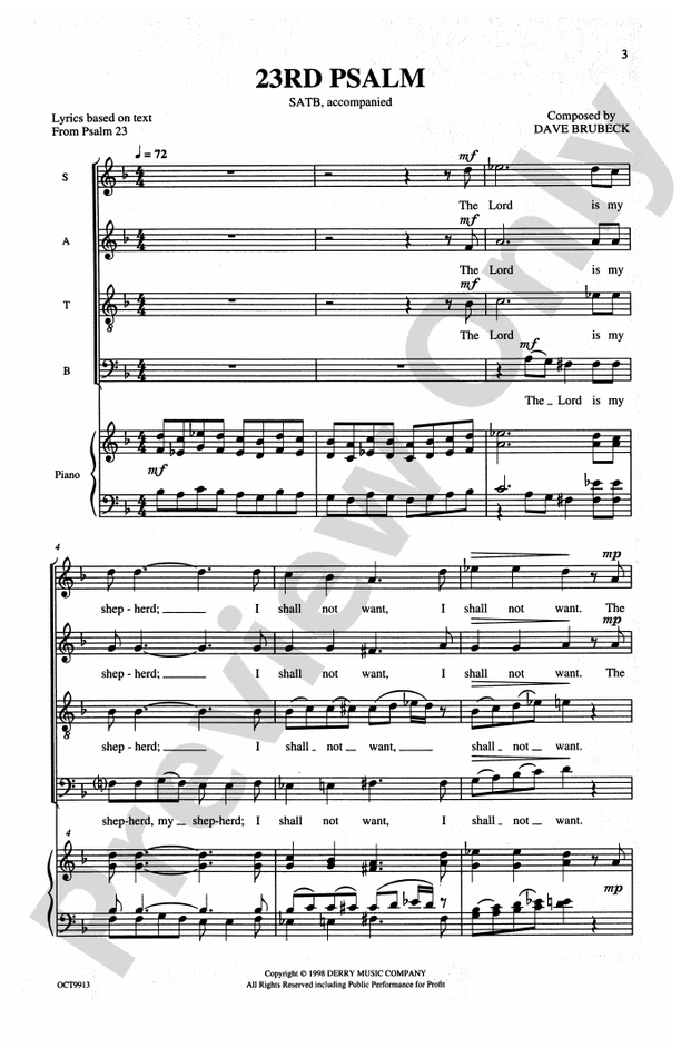 23rd Psalm - SATB Choral Octavo (Digital Download)