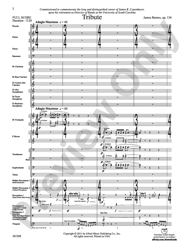 Tribute (Grade 4.5) - Concert Band Conductor Score & Parts (Digital Download)