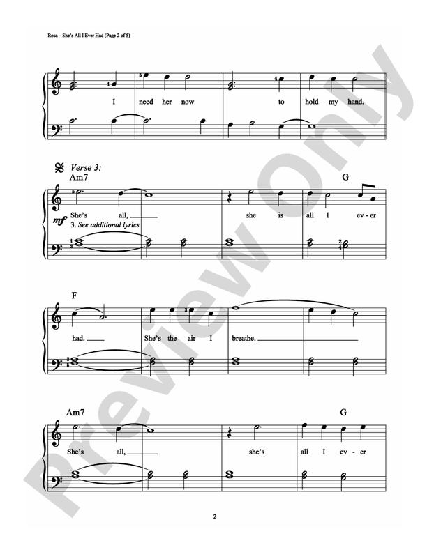 She's All I Ever Had - Arr. Richard Bradley (DSM-PS-0010054) - Easy Piano (Digital Download)