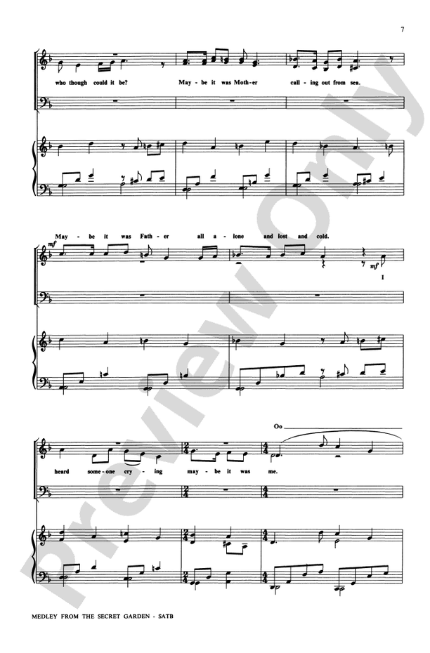 The Secret Garden, Medley from - SATB Choral Octavo (Digital Download)