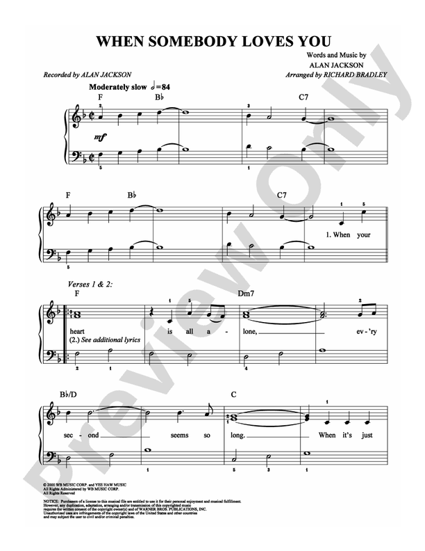 When Somebody Loves You - Arr. Richard Bradley - Easy Piano (Digital Download)