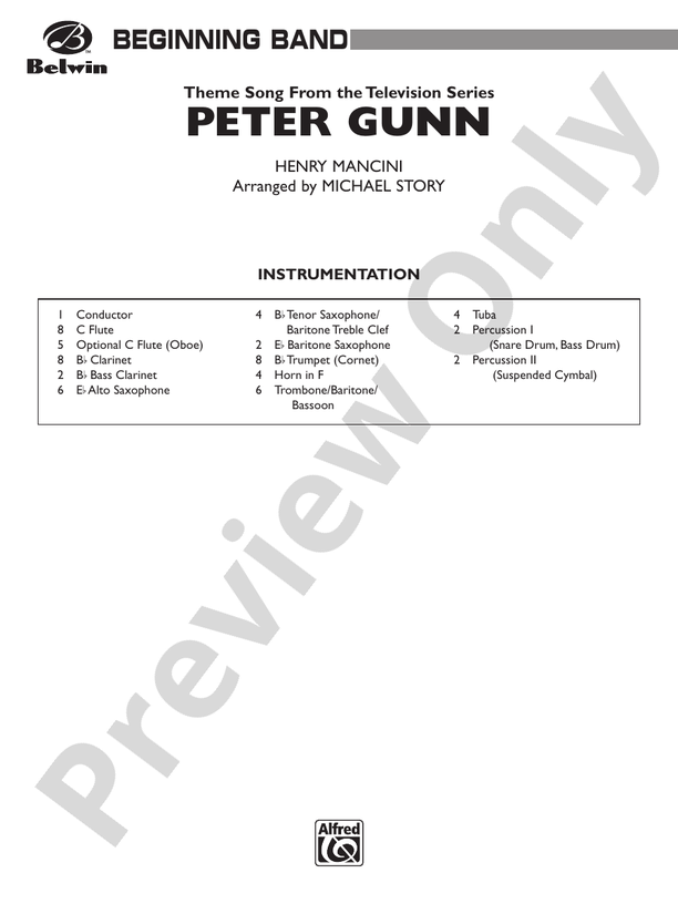 Peter Gunn (Grade 1) - Concert Band Conductor Score & Parts (Digital Download)