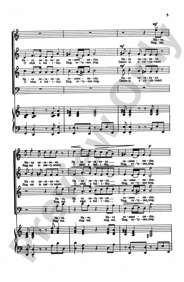 Hava Nageela – SATB Choral Octavo (Digital Download)