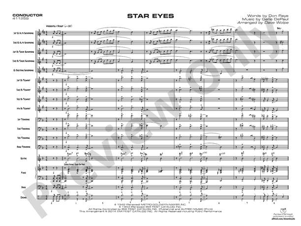 Star Eyes (Grade 3) - Jazz Ensemble Conductor Score & Parts(Digital Download)