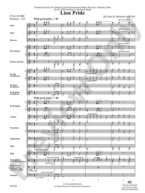 Lion Pride - Concert Band Conductor Score & Parts (Digital Download)
