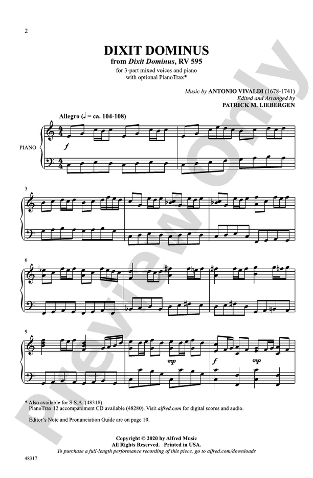 Dixit Dominus – 3-Part Mixed Choral Octavo (Digital Download)