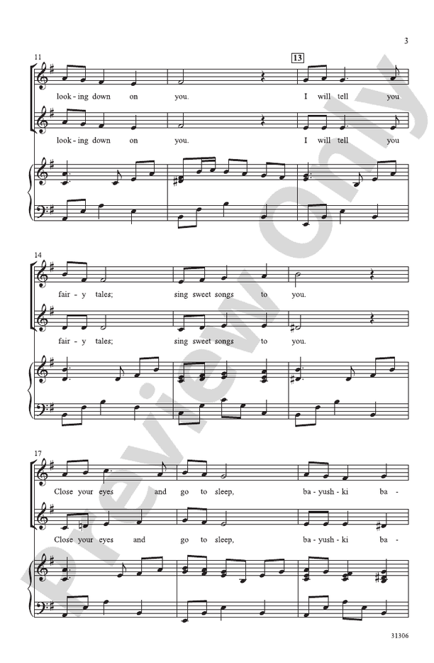 Bayushki Bayu (A Russian Lullaby) – 2-Part Choral Octavo (Digital Download)