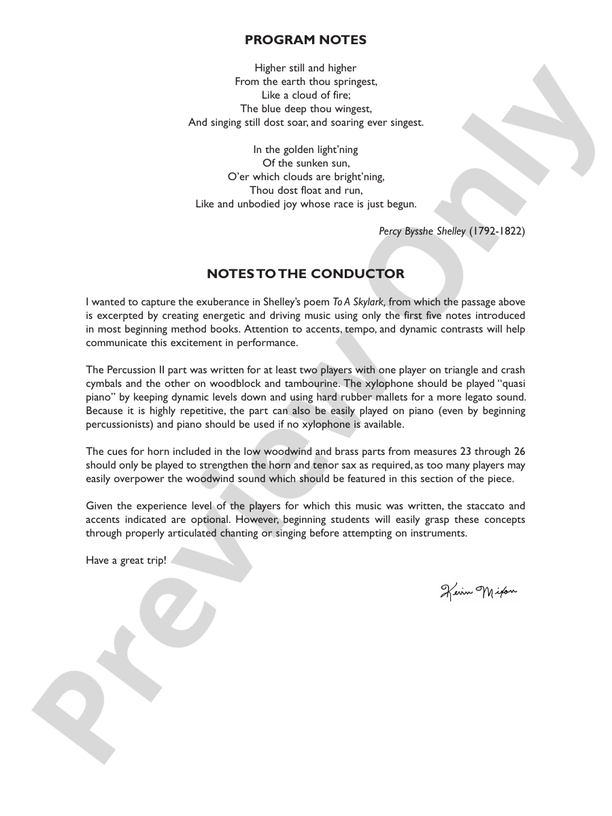 To a Skylark - Concert Band Conductor Score & Parts (Digital Download)