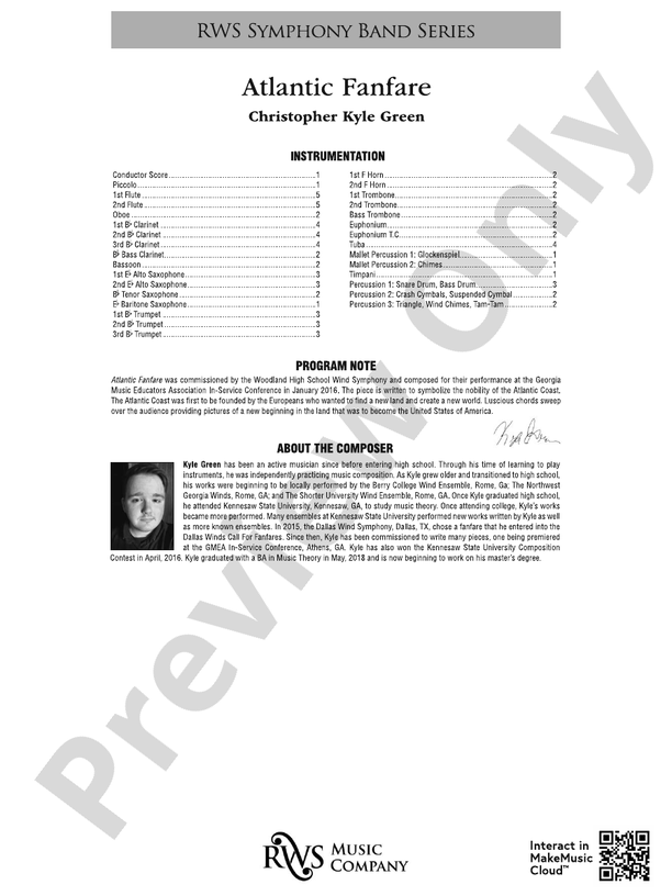 Atlantic Fanfare - Concert Band Conductor Score & Parts (Digital Download)