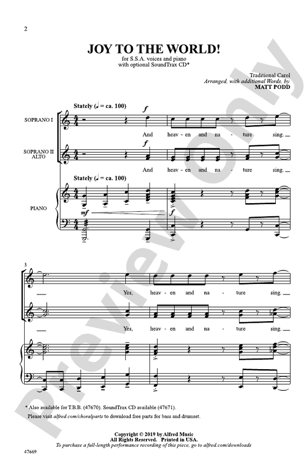 Joy to the World! – SSA Choral Octavo (Digital Download)