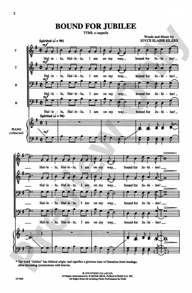 Bound for Jubilee – TTBB Choral Octavo (Digital Download)