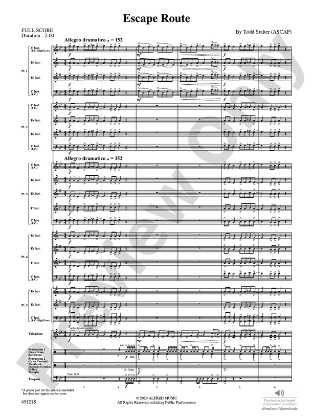 Escape Route (Flexible Arrangement) - Concert Band Conductor Score & Parts (Digital Download)