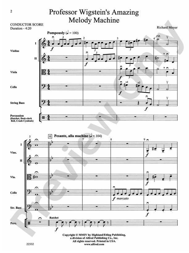 Professor Wigstein's Amazing Melody Machine – String Orchestra Conductor Score & Parts (Digital Download)