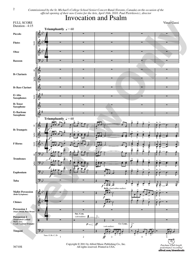 Invocation and Psalm - Concert Band Conductor Score & Parts (Digital Download)