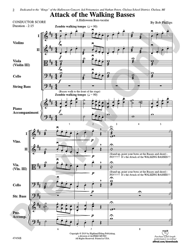 Attack of the Walking Basses - String Orchestra Conductor Score & Parts (Digital Download)