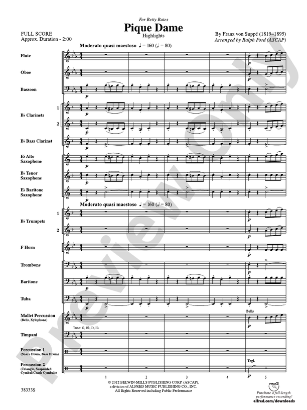 Pique Dame (Highlights) - Concert Band Conductor Score & Parts (Digital Download)