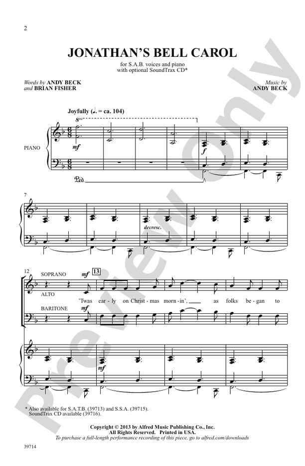 Jonathan's Bell Carol – 3 Part Mixed Choral Octavo (Digital Download)