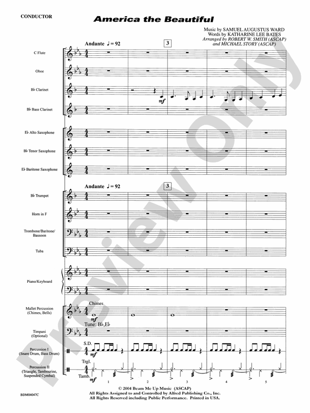 America, the Beautiful - DSM-PK-0002222 - Concert Band Conductor Score & Parts (Digital Download)